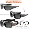 imageErgodyne  56033 Skullerz Loki Convertible AntiFog Safety Sunglasses Smoke Lens Includes Gasket and Strap to Convert to Goggle Antifog Smoke Lens Black FrameAntifog Smoke Lens  Gray Frame