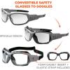imageErgodyne  56033 Skullerz Loki Convertible AntiFog Safety Sunglasses Smoke Lens Includes Gasket and Strap to Convert to Goggle Antifog Smoke Lens Black FrameAntifog Clear Lens  Gray Frame