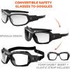 imageErgodyne  56033 Skullerz Loki Convertible AntiFog Safety Sunglasses Smoke Lens Includes Gasket and Strap to Convert to Goggle Antifog Smoke Lens Black FrameAntifog Clear Lens  Black Frame