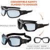 imageErgodyne  56033 Skullerz Loki Convertible AntiFog Safety Sunglasses Smoke Lens Includes Gasket and Strap to Convert to Goggle Antifog Smoke Lens Black FrameAntifog IndoorOutdoor Lens  Black Frame