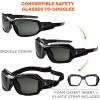 imageErgodyne Skullerz LOKI Convertible Safety Spoggles Includes Foam Gasket and Strap to Convert to Goggle ANSI z871Smoke Lens  Black Frame