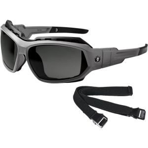 imageErgodyne  56033 Skullerz Loki Convertible AntiFog Safety Sunglasses Smoke Lens Includes Gasket and Strap to Convert to Goggle Antifog Smoke Lens Black FrameAntifog Smoke Lens  Gray Frame