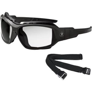 imageErgodyne  56033 Skullerz Loki Convertible AntiFog Safety Sunglasses Smoke Lens Includes Gasket and Strap to Convert to Goggle Antifog Smoke Lens Black FrameAntifog Clear Lens  Black Frame