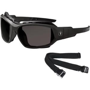 imageErgodyne  56033 Skullerz Loki Convertible AntiFog Safety Sunglasses Smoke Lens Includes Gasket and Strap to Convert to Goggle Antifog Smoke Lens Black FrameAntifog Smoke Lens  Black Frame