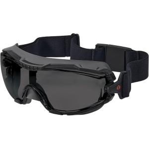 imageErgodyne Skullerz Arkyn Protective Dust Safety Goggle NonVented Anti Fog Scratch Resistant Adjustable Elastic StrapSmoke Lens  Black Frame
