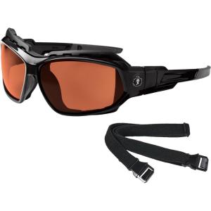 imageErgodyne Skullerz LOKI Convertible Polarized Safety Spoggles Includes Foam Gasket and Strap to Convert to GogglePolarized Copper Lens  Black Frame