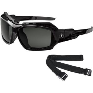 imageErgodyne Skullerz LOKI Convertible Polarized Safety Spoggles Includes Foam Gasket and Strap to Convert to GogglePolarized Smoke Lens  Black Frame