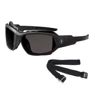 imageErgodyne Skullerz Loki Convertible Anti Scratch Safety Spoggles GlassesIncludes Gasket and Strap to Convert to Goggle Anti FogSmoke Lens
