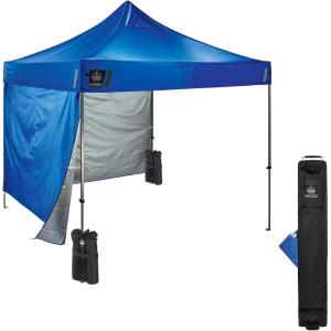 imagePop Up Canopy Kit Includes Tent 2 Weight Bags ampamp 2 Side Panels 10 x 10 Shaded Area Peak Height 14 Ergodyne Shax 6051BlueBlue