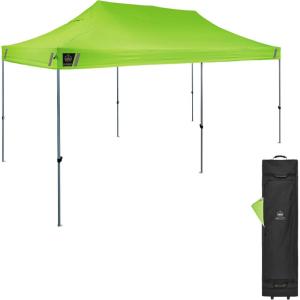 imagePop Up Canopy Tent Heavy Duty 10 x 20 Area 14 Peak Height Includes Wheeled Storage Bag Ergodyne Shax 6015 Lime