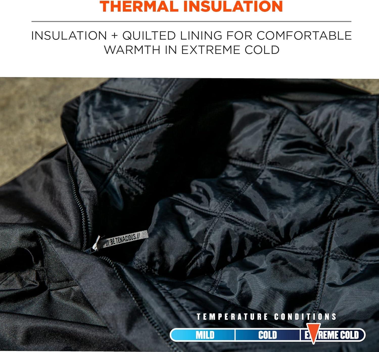 imageErgodyne NFerno 6472 Winter Insulated Bib Overalls Workwear Outerwear Thermal Insulation Leg ZippersBlackSmallMedium