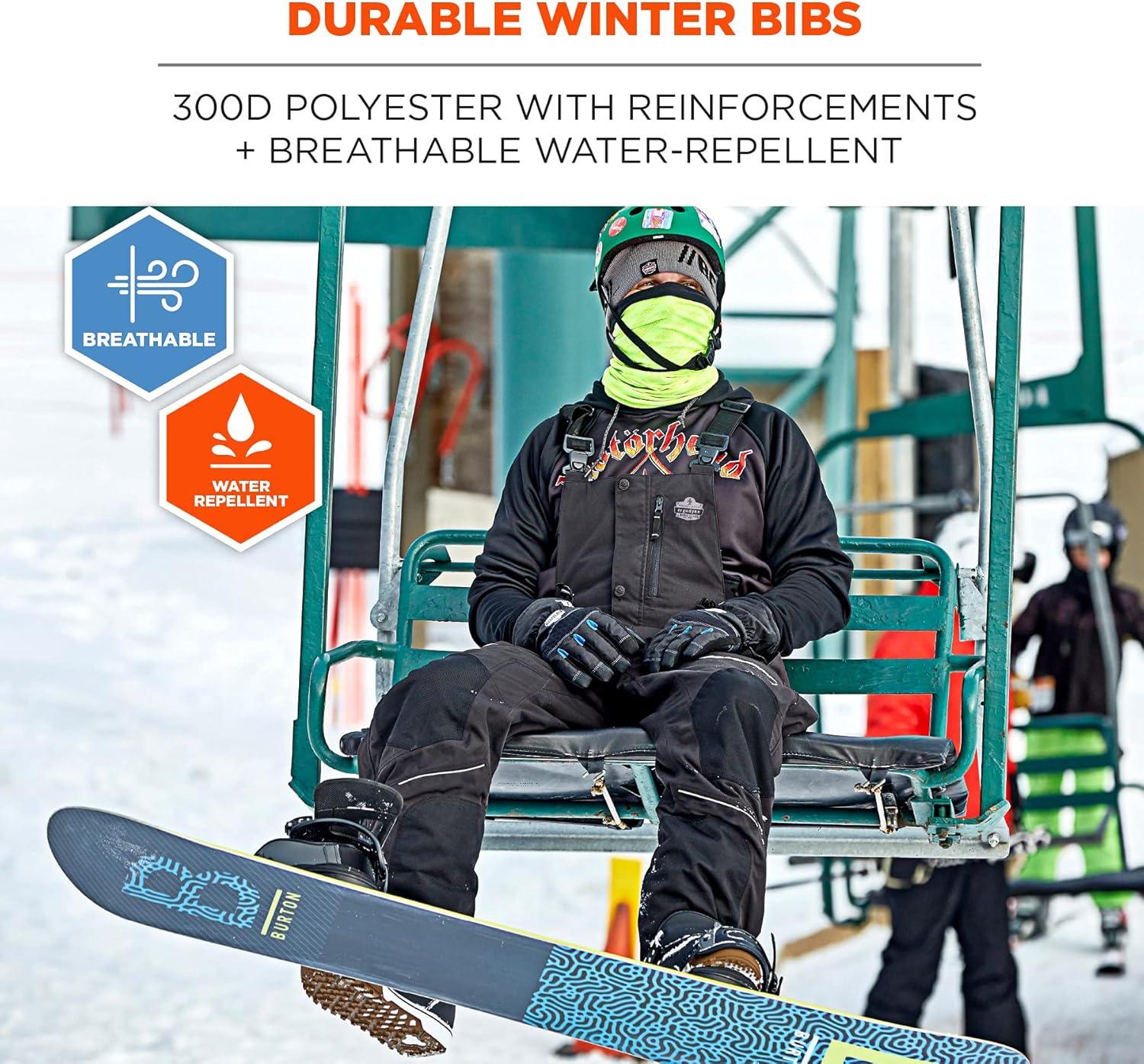 imageErgodyne NFerno 6472 Winter Insulated Bib Overalls Workwear Outerwear Thermal Insulation Leg ZippersBlackSmallXLarge