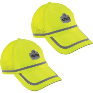 imageErgodyne Standard High Vis Baseball Hat Breathable Mesh Paneling Reflective TrimLime