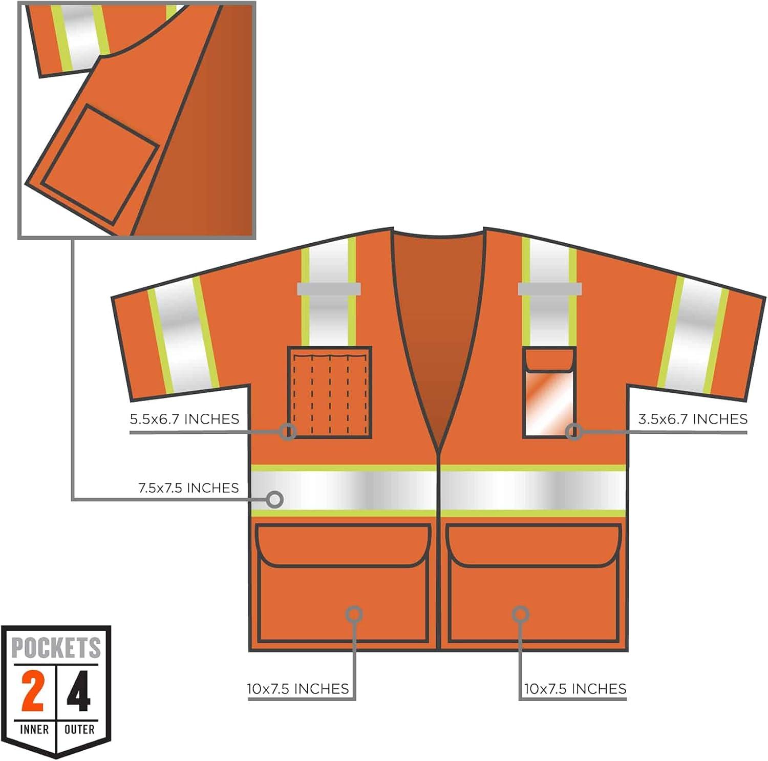 imageErgodyne unisex adult Twotone Hivis Class 3 Two Tone Hi Vis Surveyor Vest Zipper Lime LargeXLarge USOrange