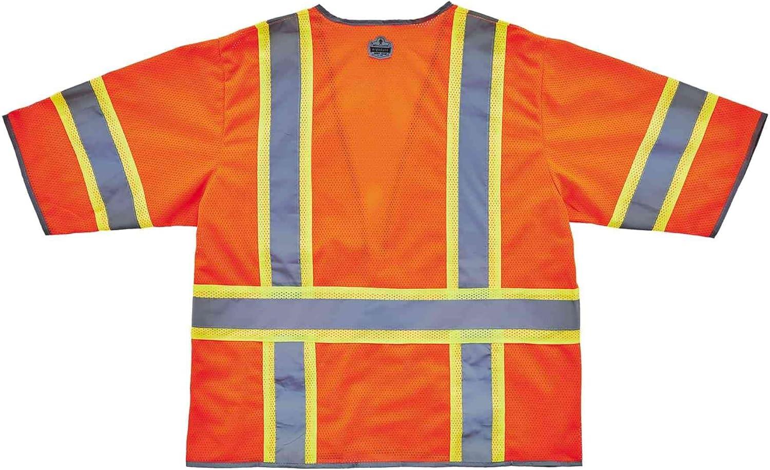 imageErgodyne unisex adult Twotone Hivis Class 3 Two Tone Hi Vis Surveyor Vest Zipper Lime LargeXLarge USOrange