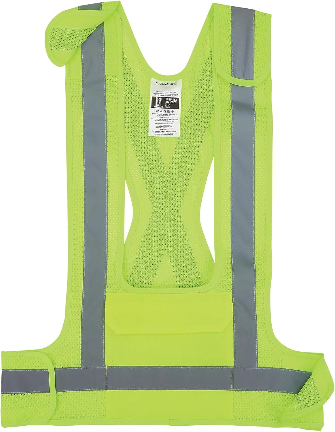 imageErgodyne GloWear 8142BA Breakaway Hi Vis Mesh Safety Vest Type O Class 1 Front PocketLime
