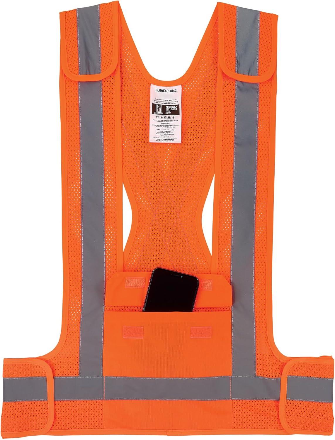 imageErgodyne GloWear 8142BA Breakaway Hi Vis Mesh Safety Vest Type O Class 1 Front PocketOrange