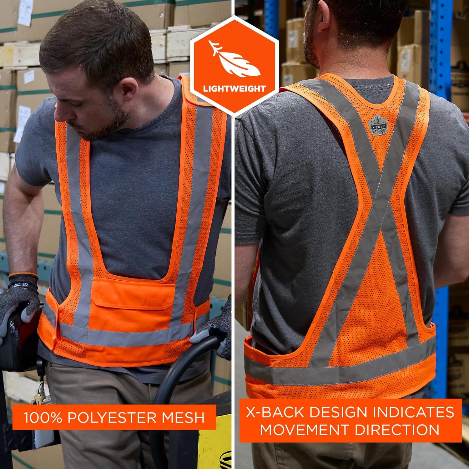 imageErgodyne GloWear 8142BA Breakaway Hi Vis Mesh Safety Vest Type O Class 1 Front PocketOrange