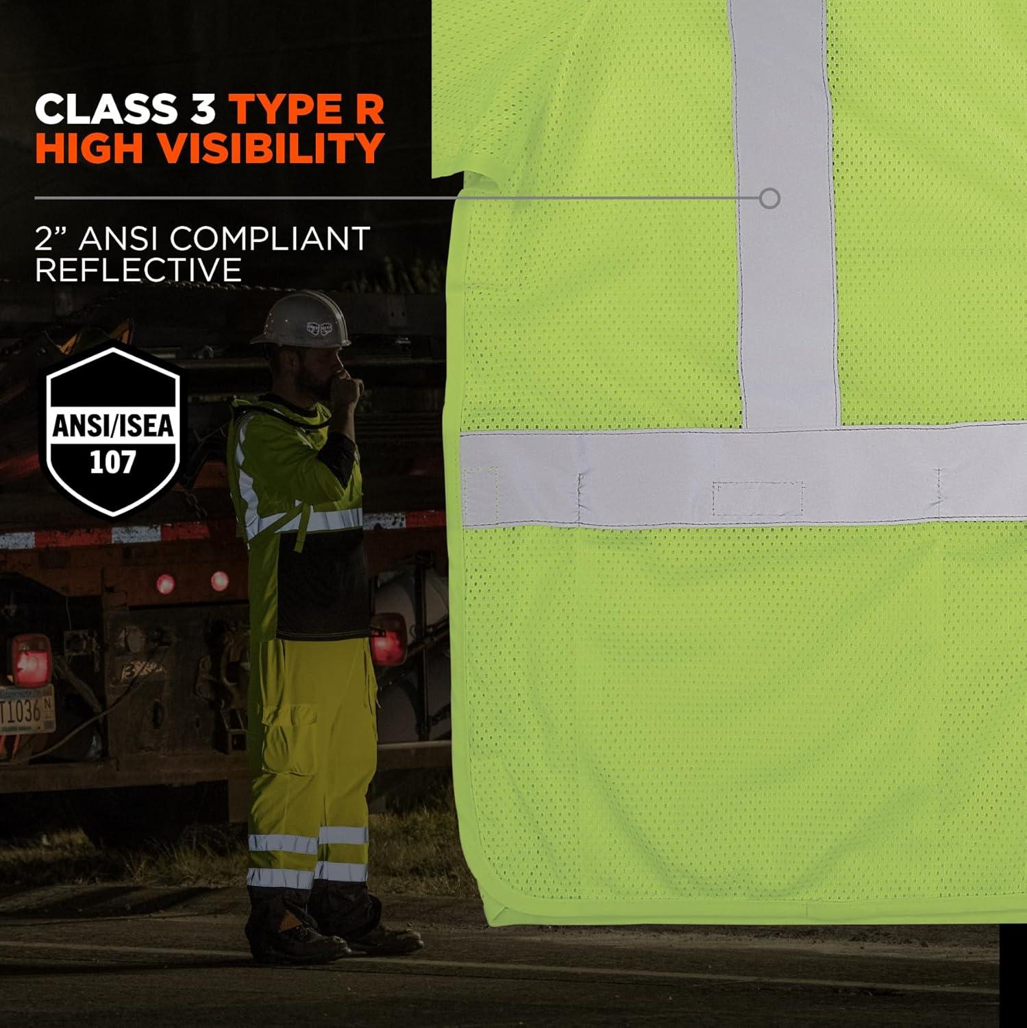 imageErgodyne GloWear 8315BA Class 3 Tear Away Safety Vest Hi Vis Mesh Reflective Hook ampamp LoopSmallMedium