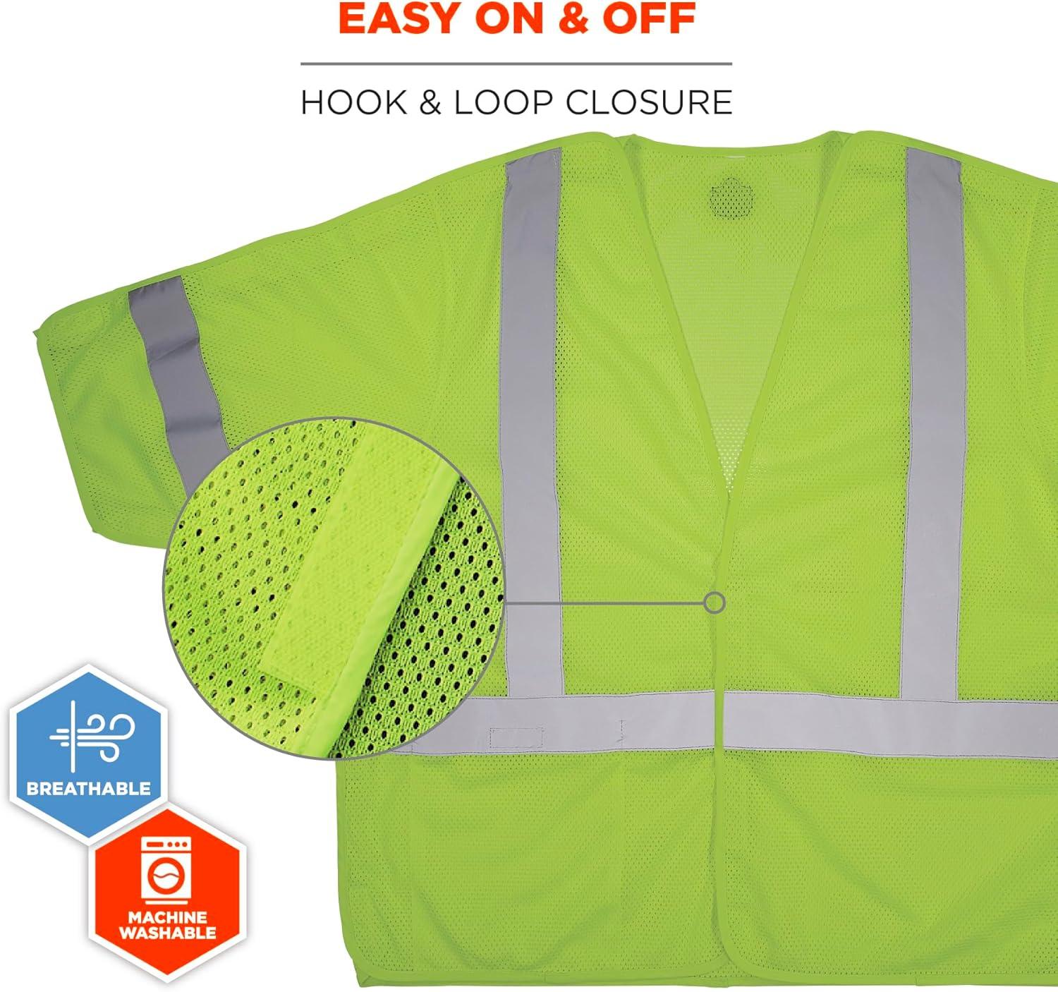 imageErgodyne GloWear 8315BA Class 3 Tear Away Safety Vest Hi Vis Mesh Reflective Hook ampamp LoopSmallMedium