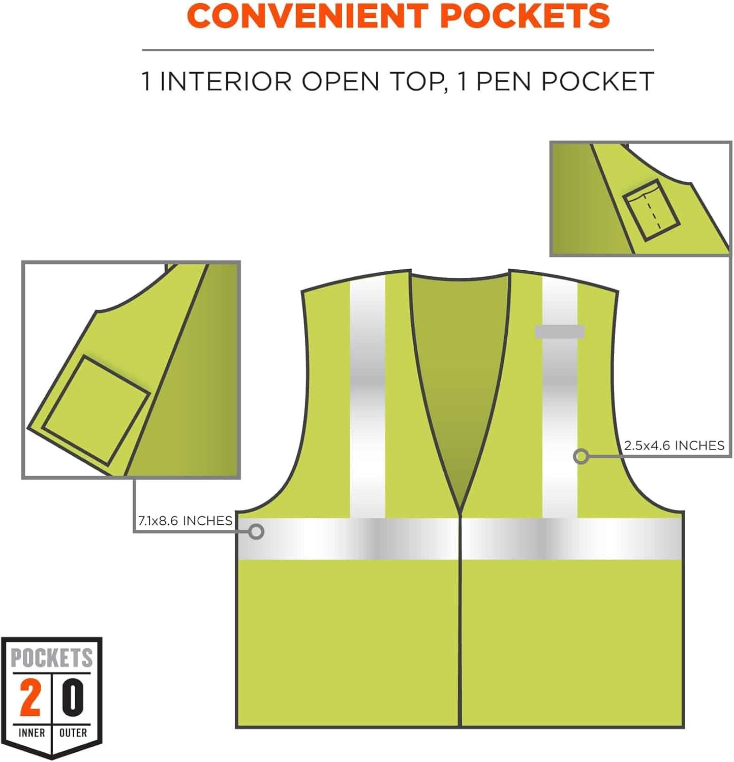 imageErgodyne Safety Type R Class 2 FR Modacrylic Vest Lime LargeXLarge US4XLarge5XLarge