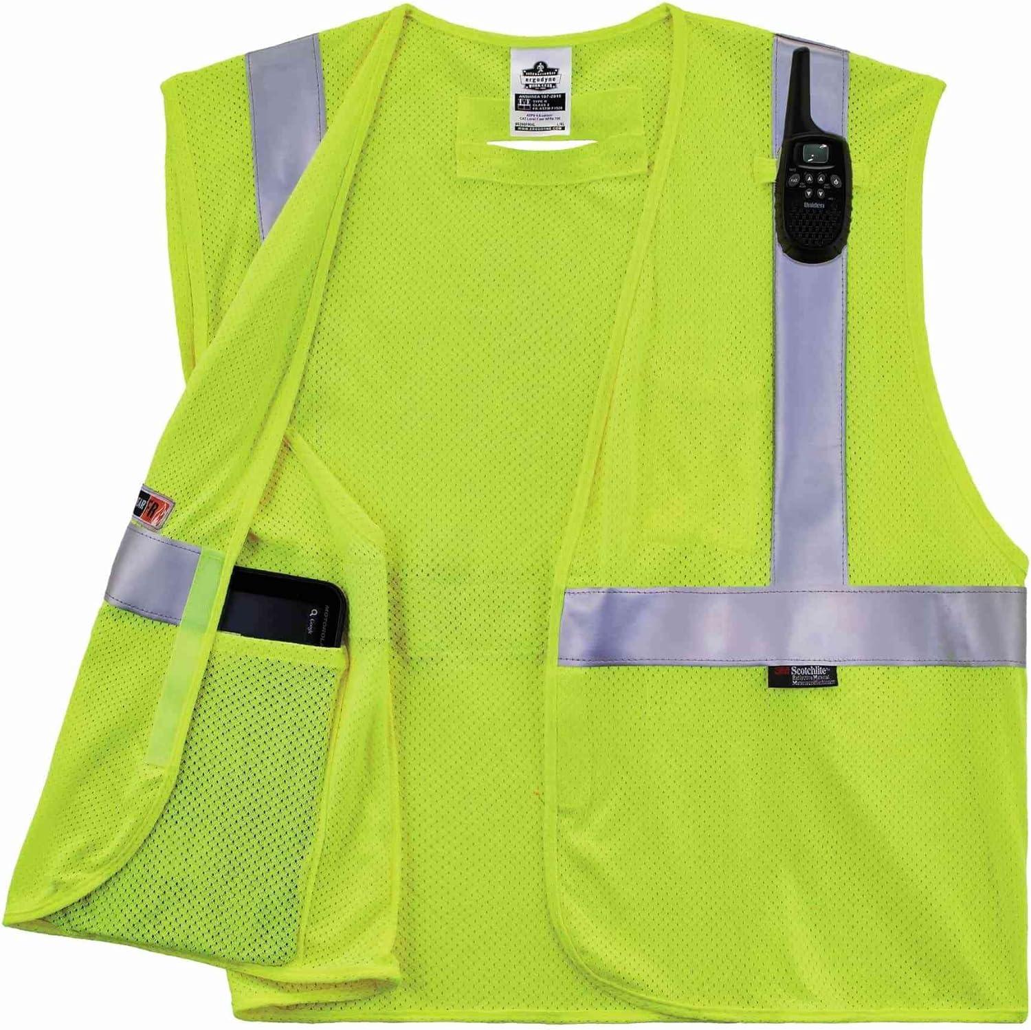 imageErgodyne Safety Type R Class 2 FR Modacrylic Vest Lime LargeXLarge USLargeXLarge