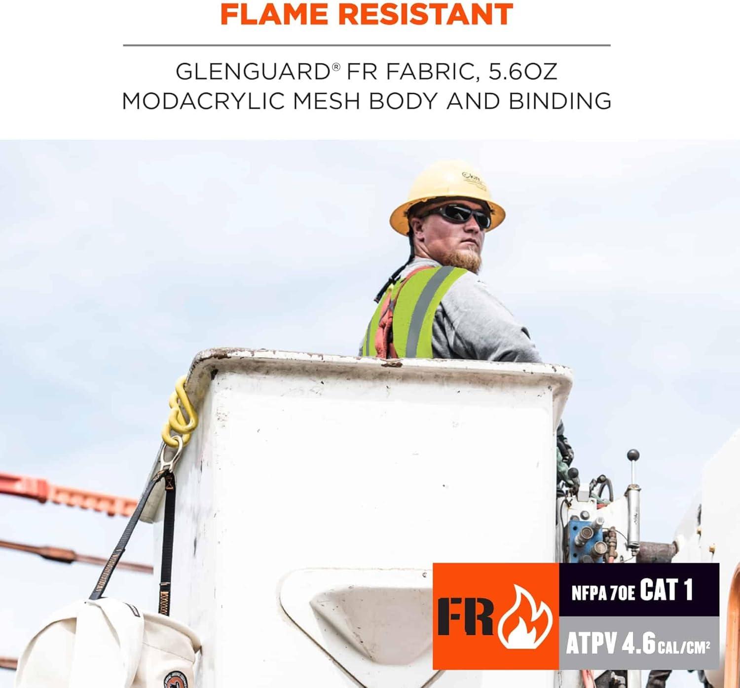 imageErgodyne Safety Type R Class 2 FR Modacrylic Vest Lime LargeXLarge USLargeXLarge