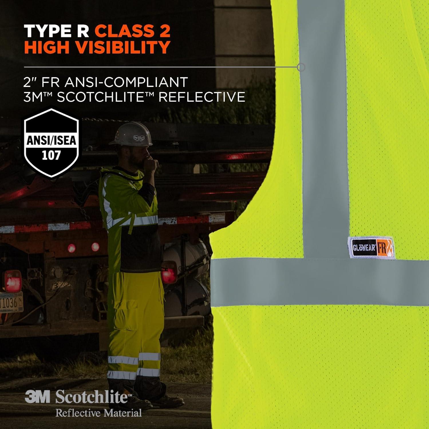 imageErgodyne Safety Type R Class 2 FR Modacrylic Vest Lime LargeXLarge USXXLarge3XLarge