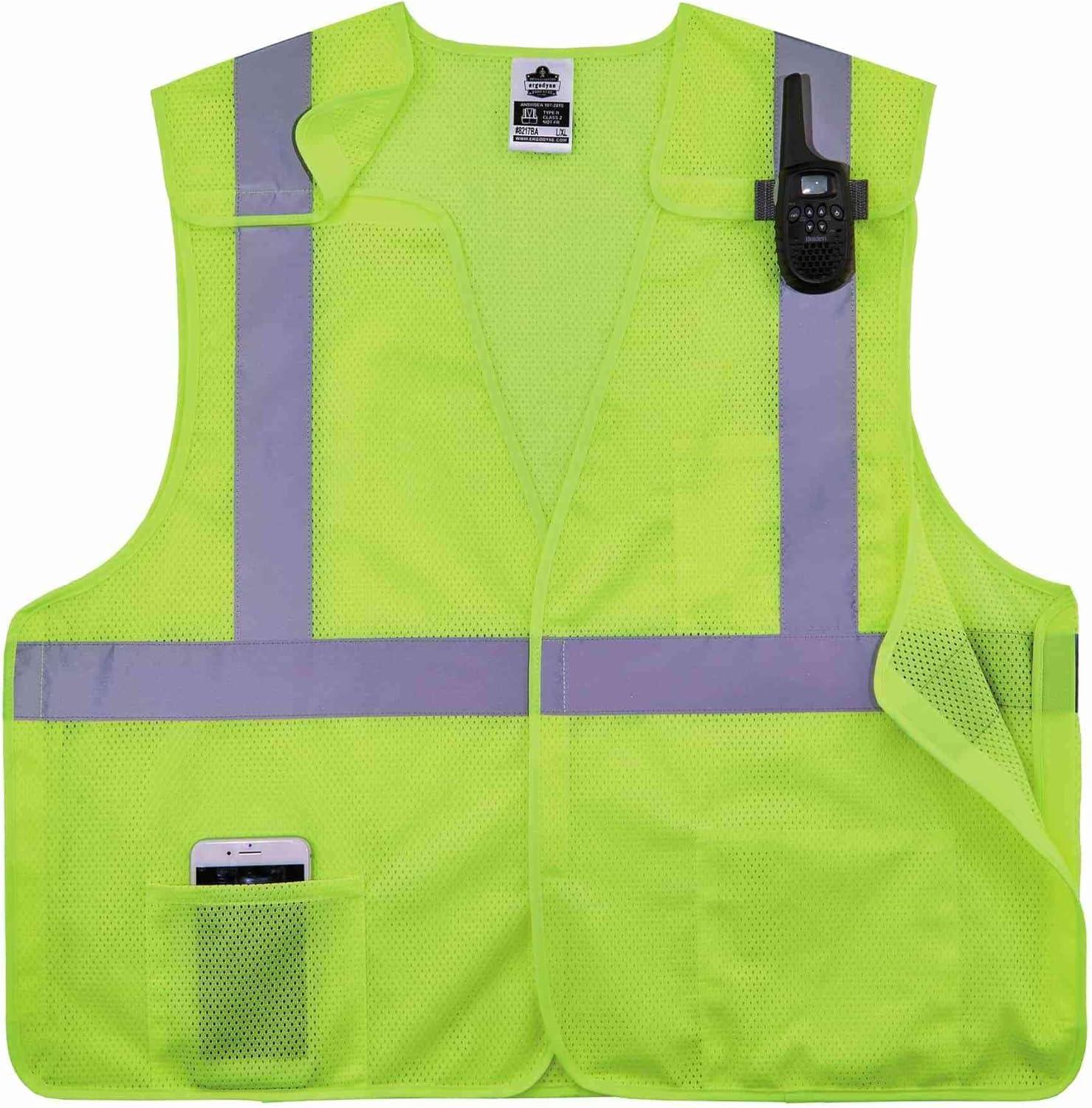imageErgodyne unisexadult Glowear 8217ba Breakaway Mesh Hivis Safety Vest  Type R Class 2Lime