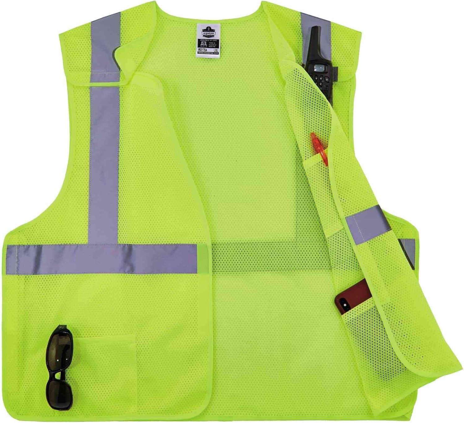 imageErgodyne unisexadult Glowear 8217ba Breakaway Mesh Hivis Safety Vest  Type R Class 2Lime