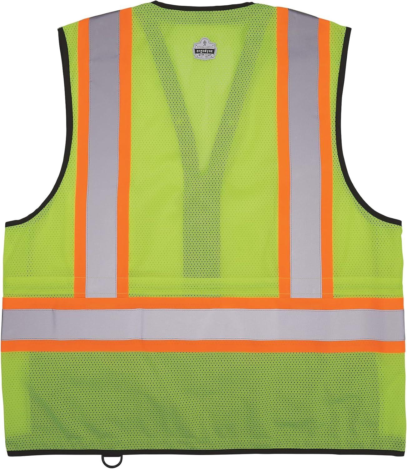 imageErgodyne unisexadult Glowear 8251hdzbk Twotone Hivis Safety Vest  Type R Class 2 Zipper Black BottomLime