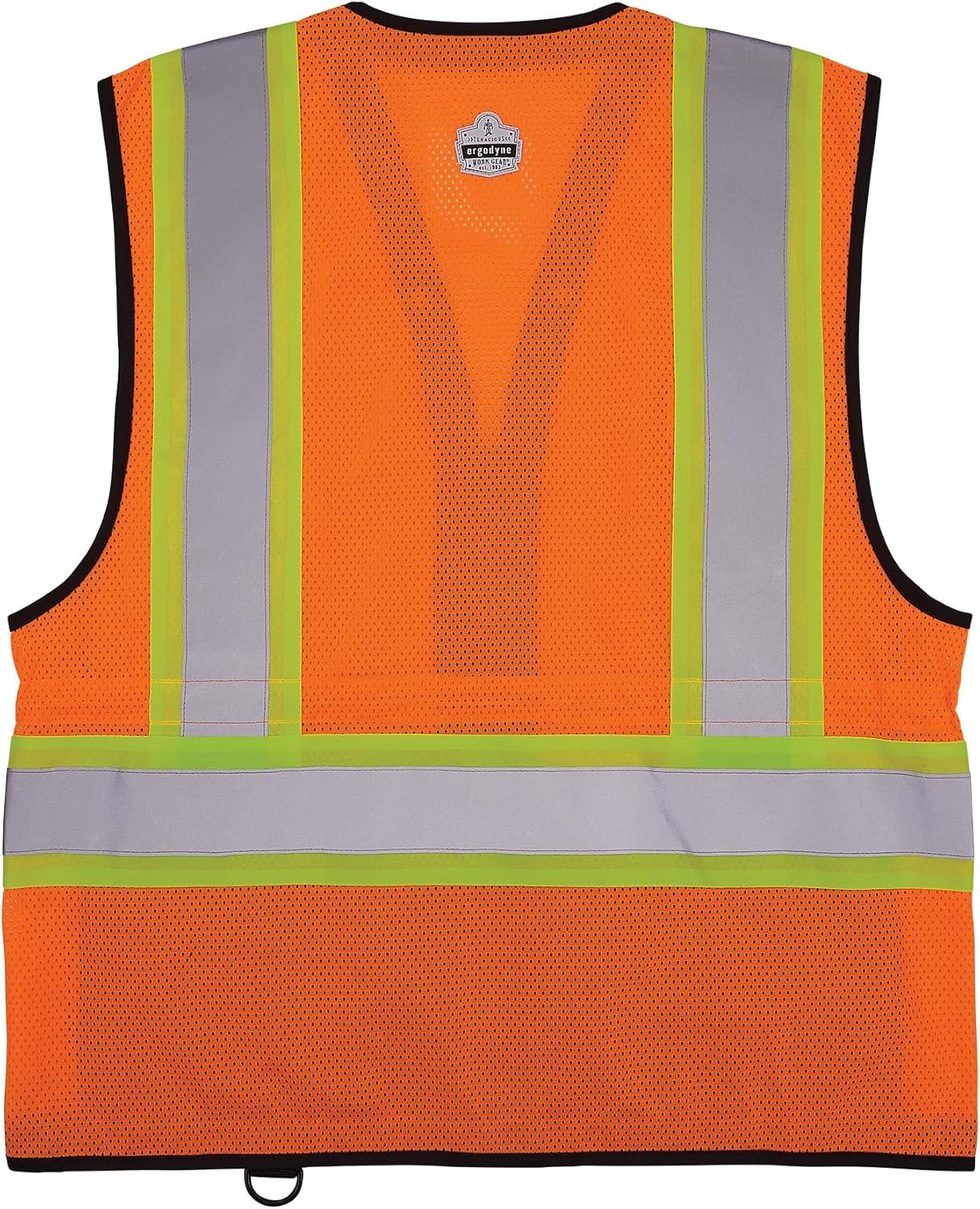 imageErgodyne unisexadult Glowear 8251hdzbk Twotone Hivis Safety Vest  Type R Class 2 Zipper Black BottomOrange