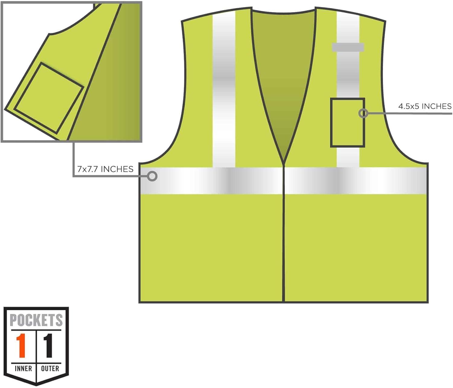 imageErgodyne unisexadult Glowear 8256z Selfextinguishing Hivis Safety Vest  Type R Class 2 ZipperClass 2 SelfExtinguishingLime