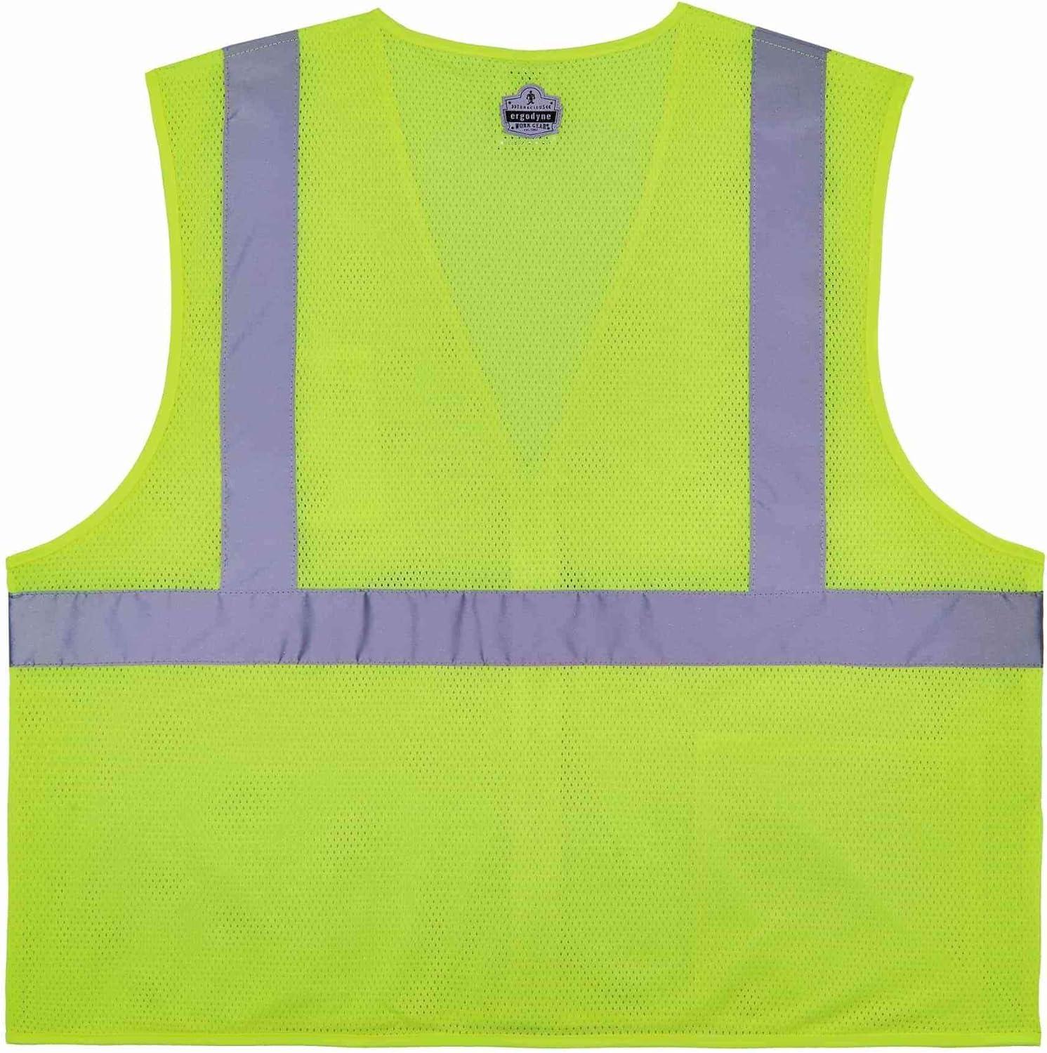imageErgodyne unisexadult Glowear 8256z Selfextinguishing Hivis Safety Vest  Type R Class 2 ZipperClass 2 SelfExtinguishingLime