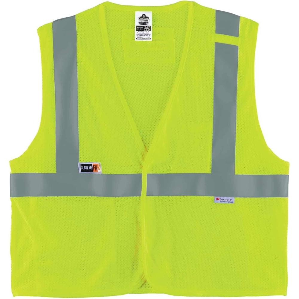 imageErgodyne Safety Type R Class 2 FR Modacrylic Vest Lime LargeXLarge USSmallMedium