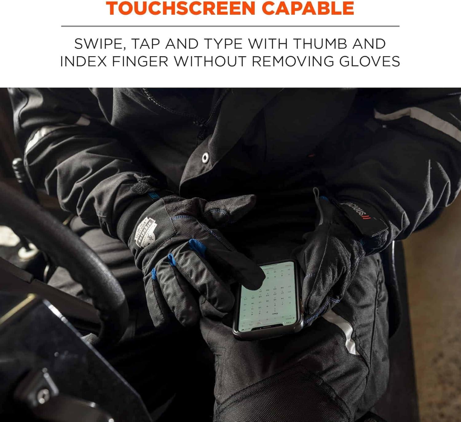 imageErgodyne ProFlex 814 Thermal Winter Work GlovesTouchscreen Capable Black SmallLarge