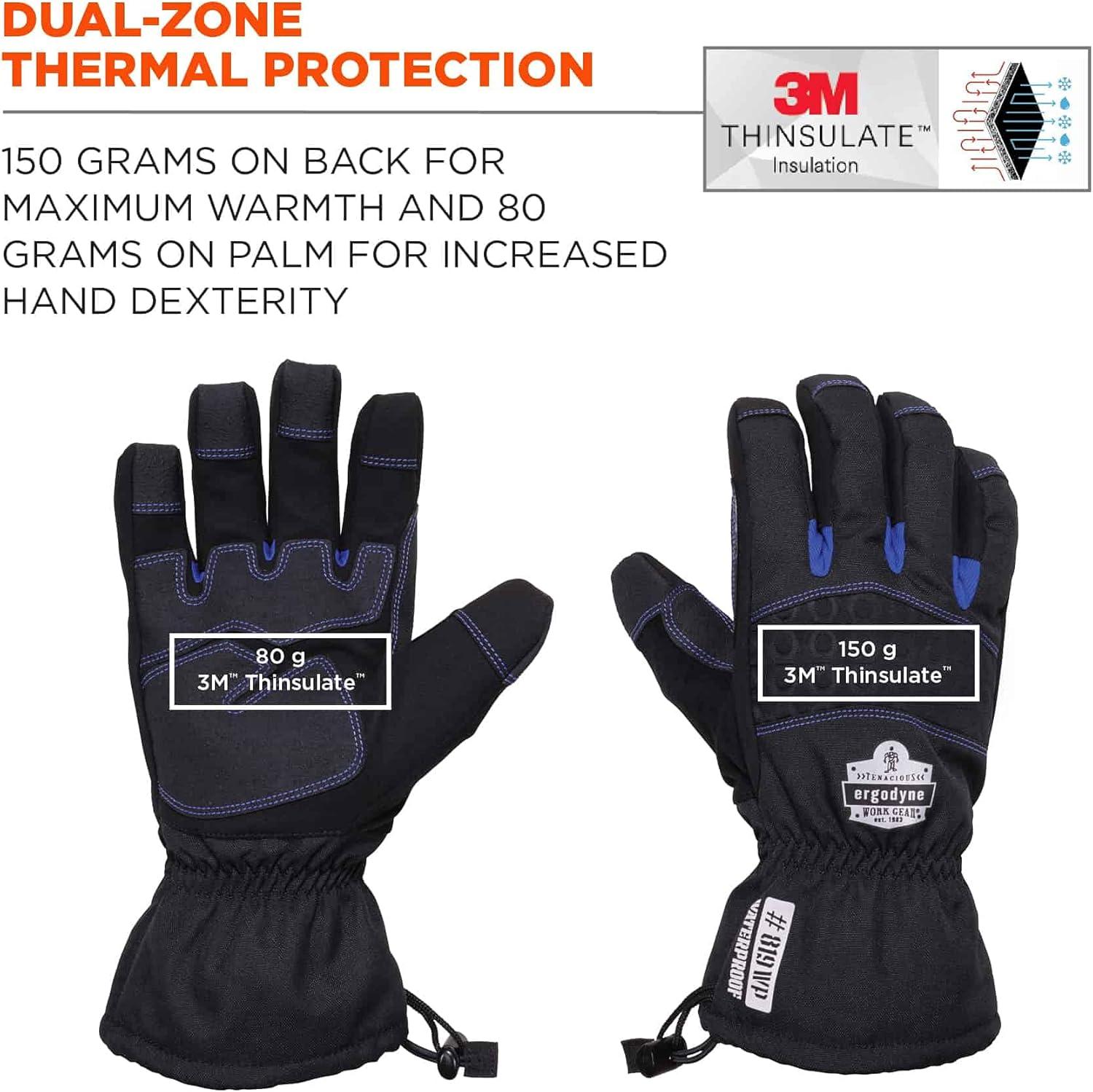 imageErgodyne ProFlex 819WP Extreme Thermal Waterproof Winter Gloves Black Extra LargeSmall