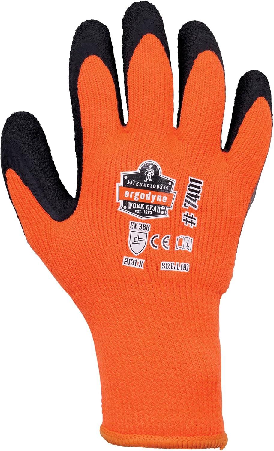 imageErgodyne unisex adult Coated Lightweight Winter Gloves Orange XLarge Pack of 1 US