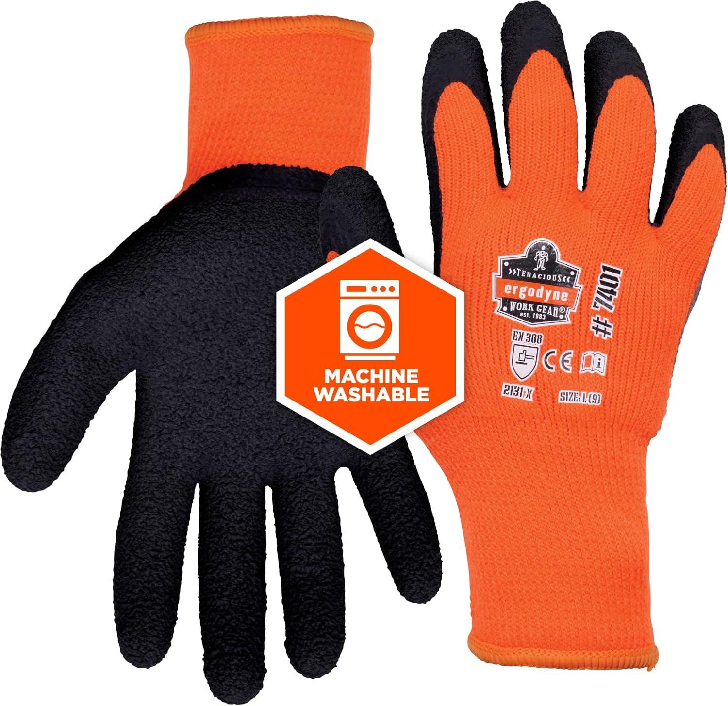 imageErgodyne unisex adult Coated Lightweight Winter Gloves Orange XLarge Pack of 1 US
