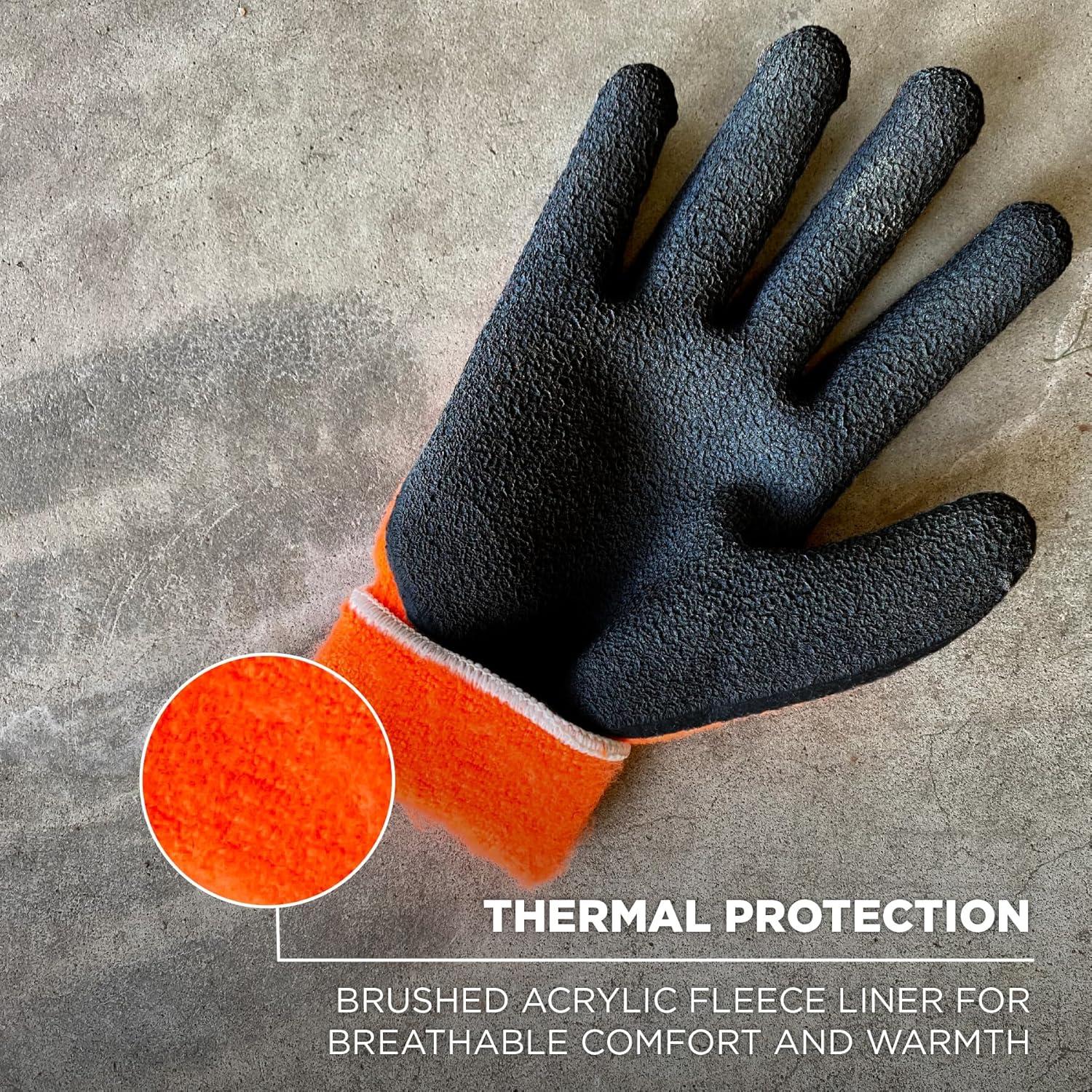 imageErgodyne unisex adult Coated Lightweight Winter Gloves Orange XLarge Pack of 1 US