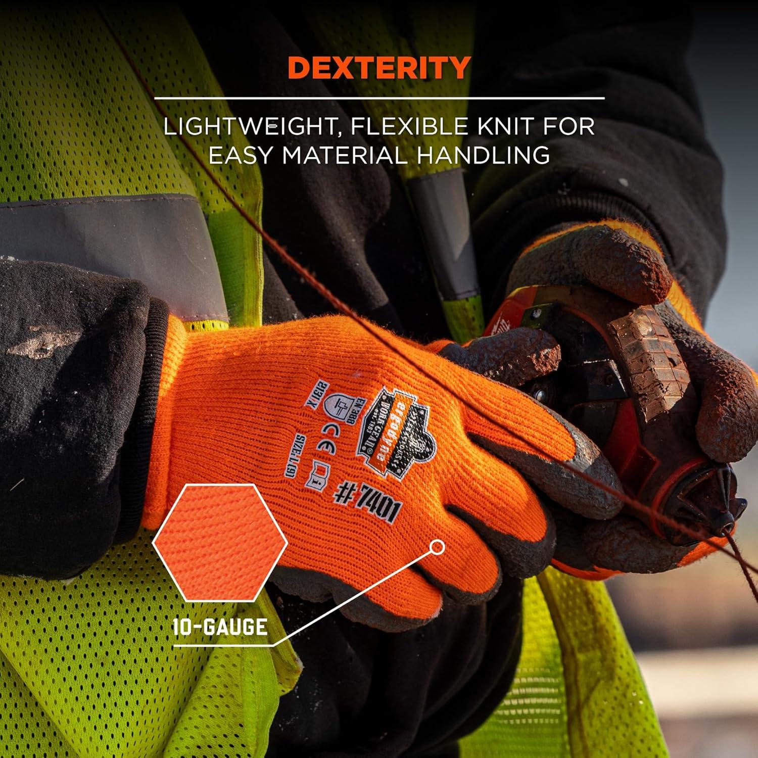 imageErgodyne unisex adult Coated Lightweight Winter Gloves Orange XLarge Pack of 1 US