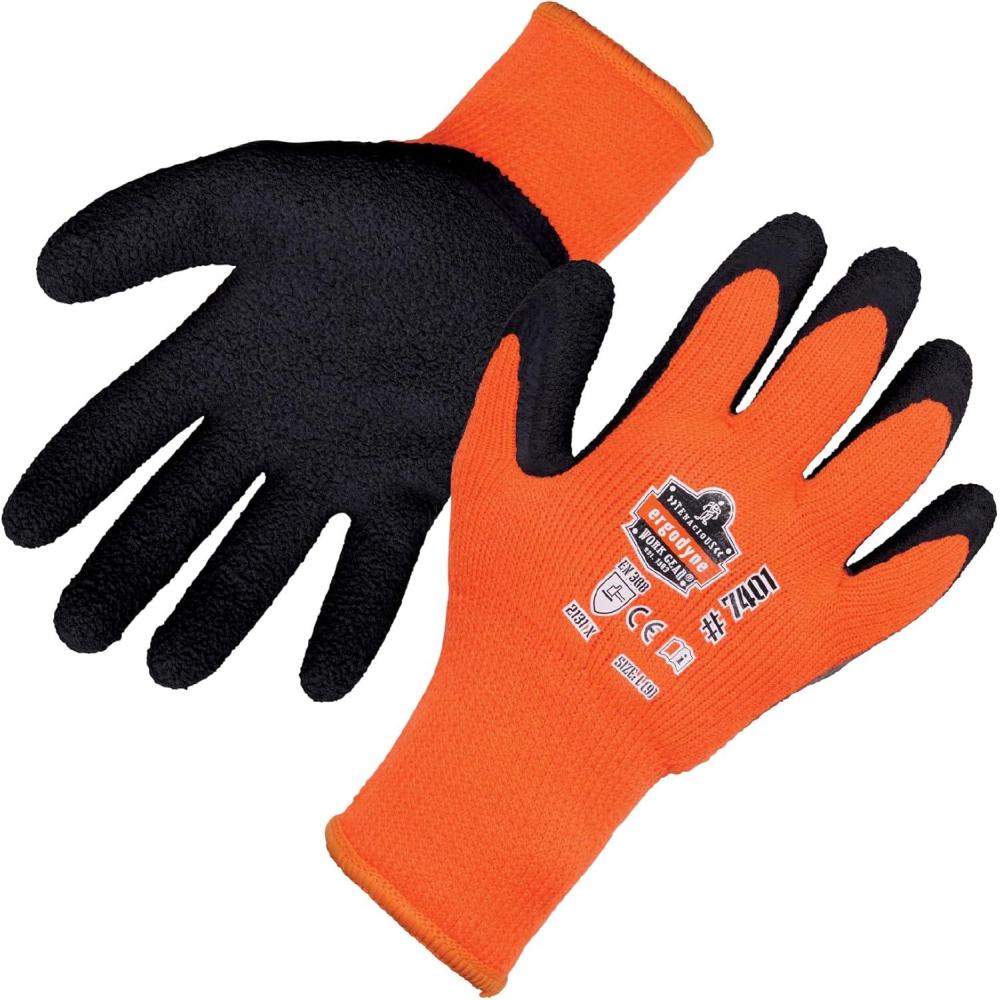 imageErgodyne unisex adult Coated Lightweight Winter Gloves Orange XLarge Pack of 1 US