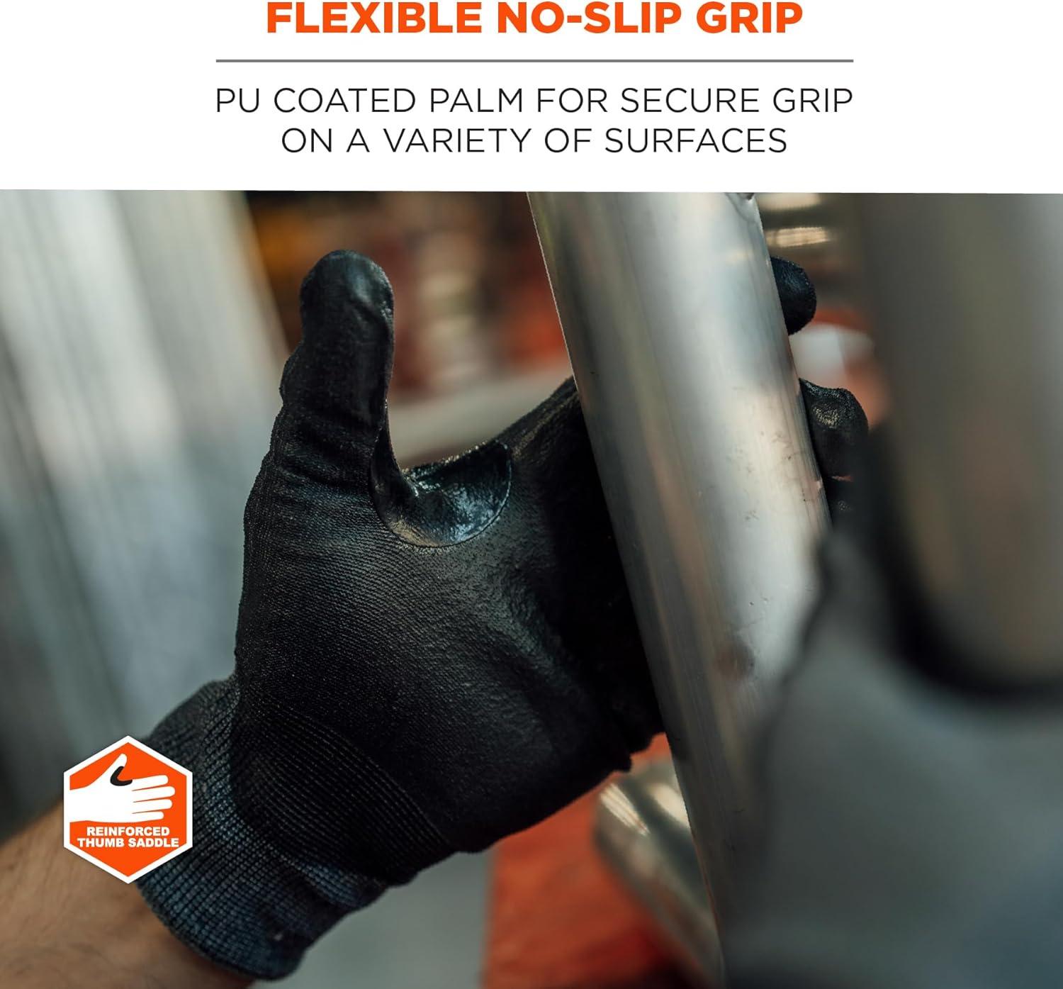 imageErgodyne ProFlex 7061 Cut Resistant Gloves ANSIISEA 1052016 A6 PU Coated Palm 21g Touchscreen CapableSmall