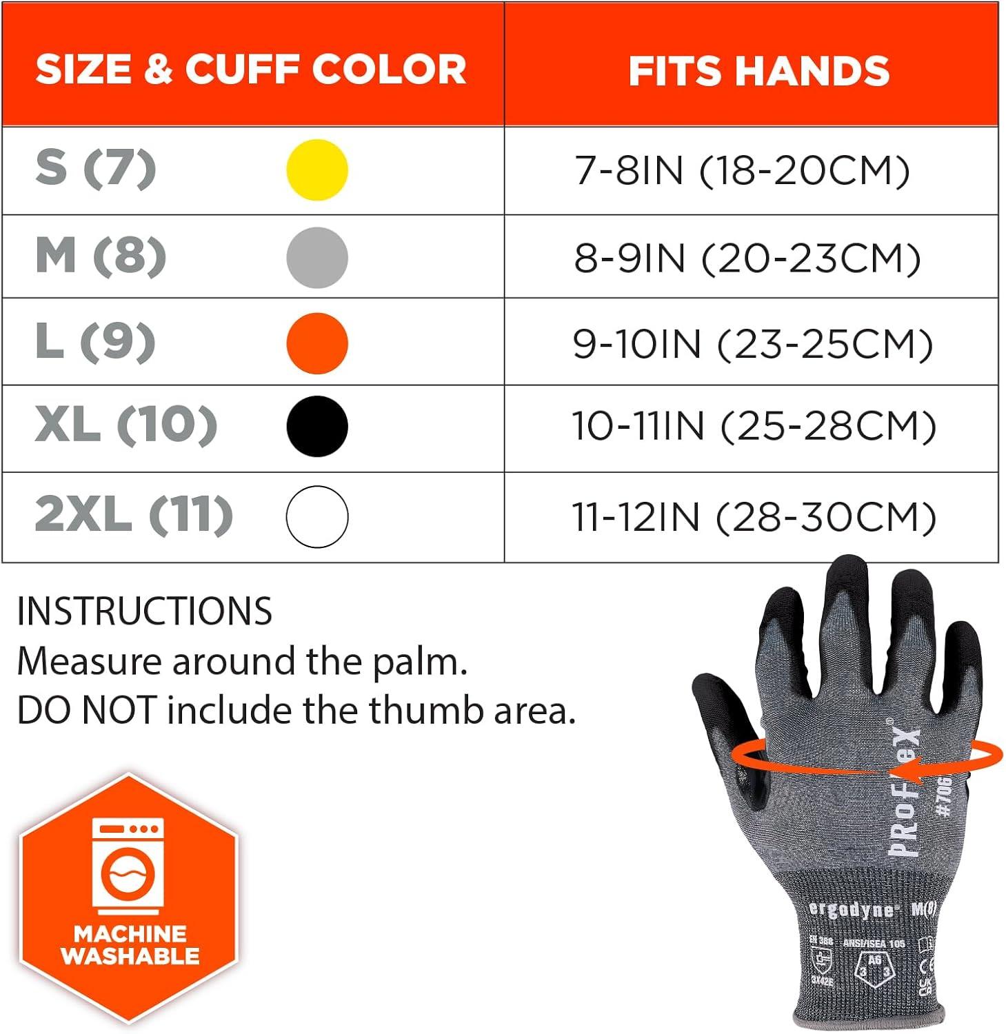 imageErgodyne ProFlex 7061 Cut Resistant Gloves ANSIISEA 1052016 A6 PU Coated Palm 21g Touchscreen CapableSmall