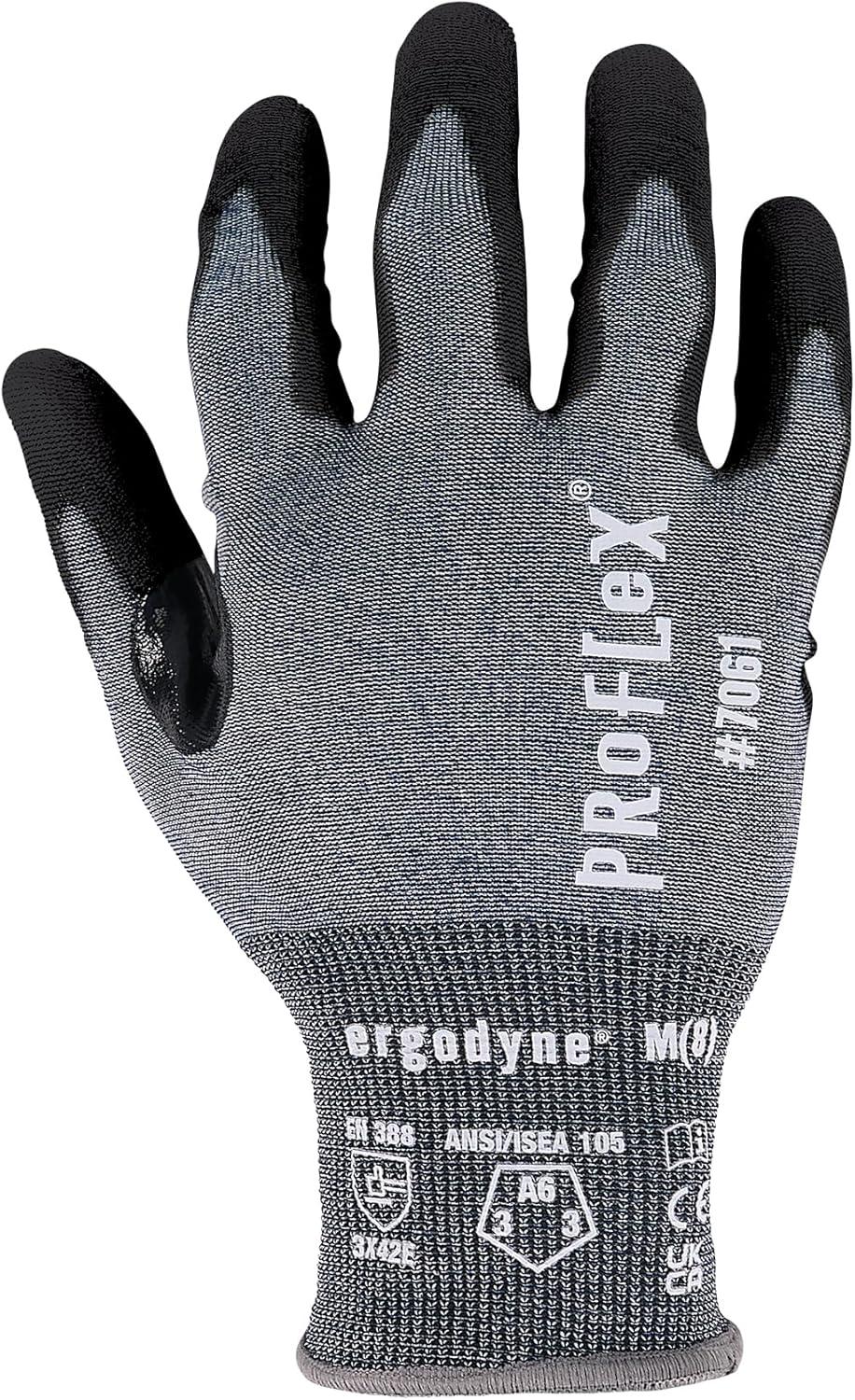 imageErgodyne ProFlex 7061 Cut Resistant Gloves ANSIISEA 1052016 A6 PU Coated Palm 21g Touchscreen CapableSmall