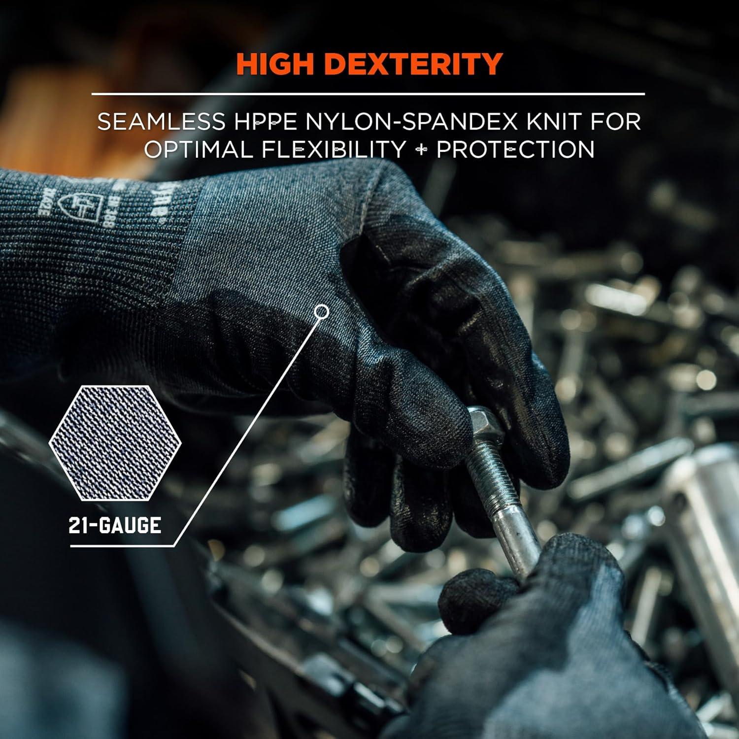 imageErgodyne ProFlex 7061 Cut Resistant Gloves ANSIISEA 1052016 A6 PU Coated Palm 21g Touchscreen CapableSmall