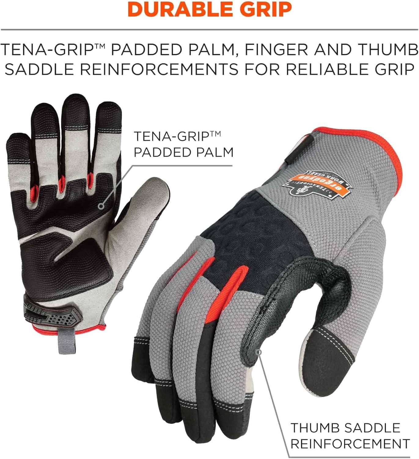 imageErgodyne ProFlex 710CR Cut Resistant Work Gloves Level 4 CR Protection on Palm GreyBlack SmallExtra Large