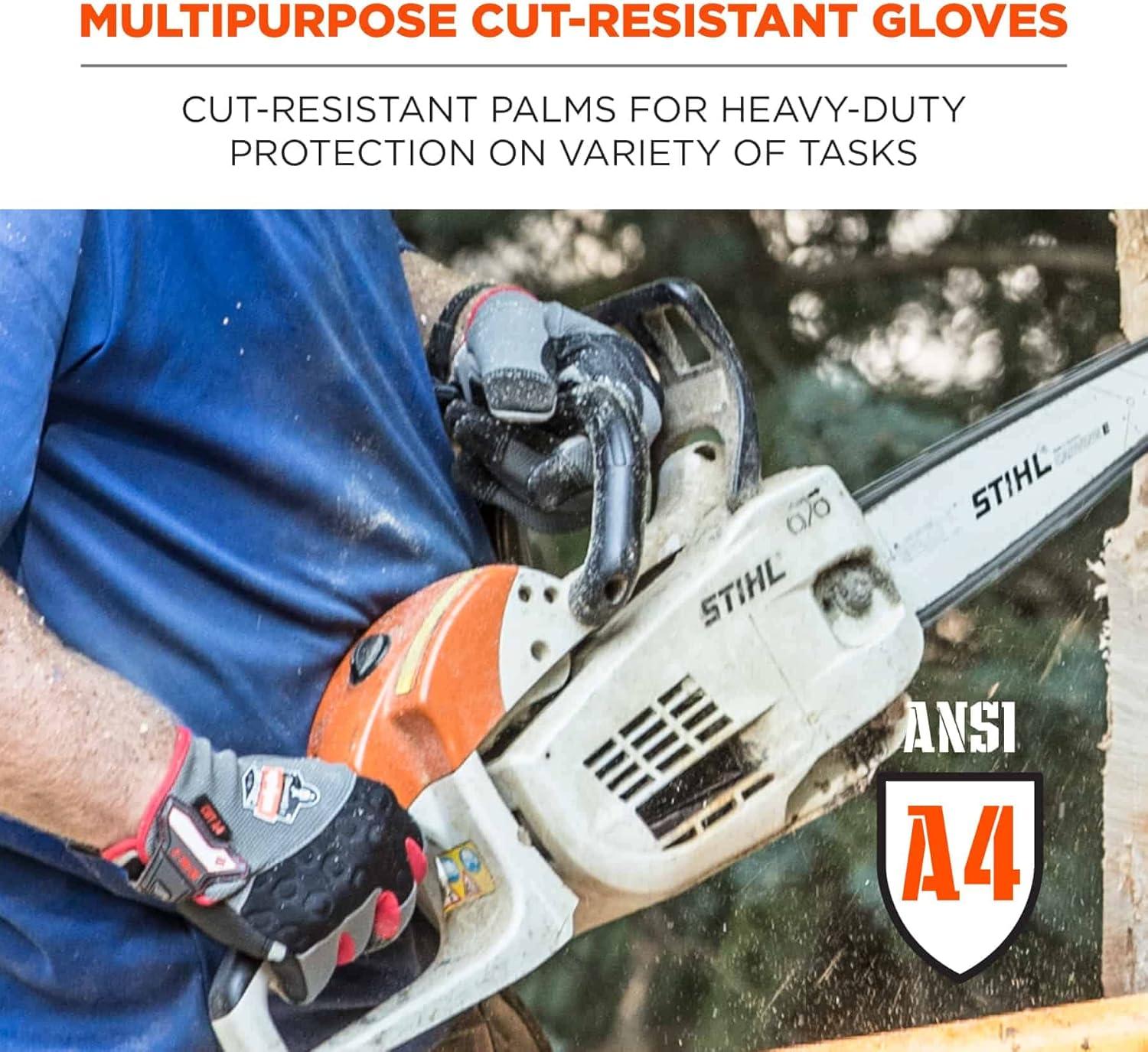 imageErgodyne ProFlex 710CR Cut Resistant Work Gloves Level 4 CR Protection on Palm GreyBlack SmallExtra Large