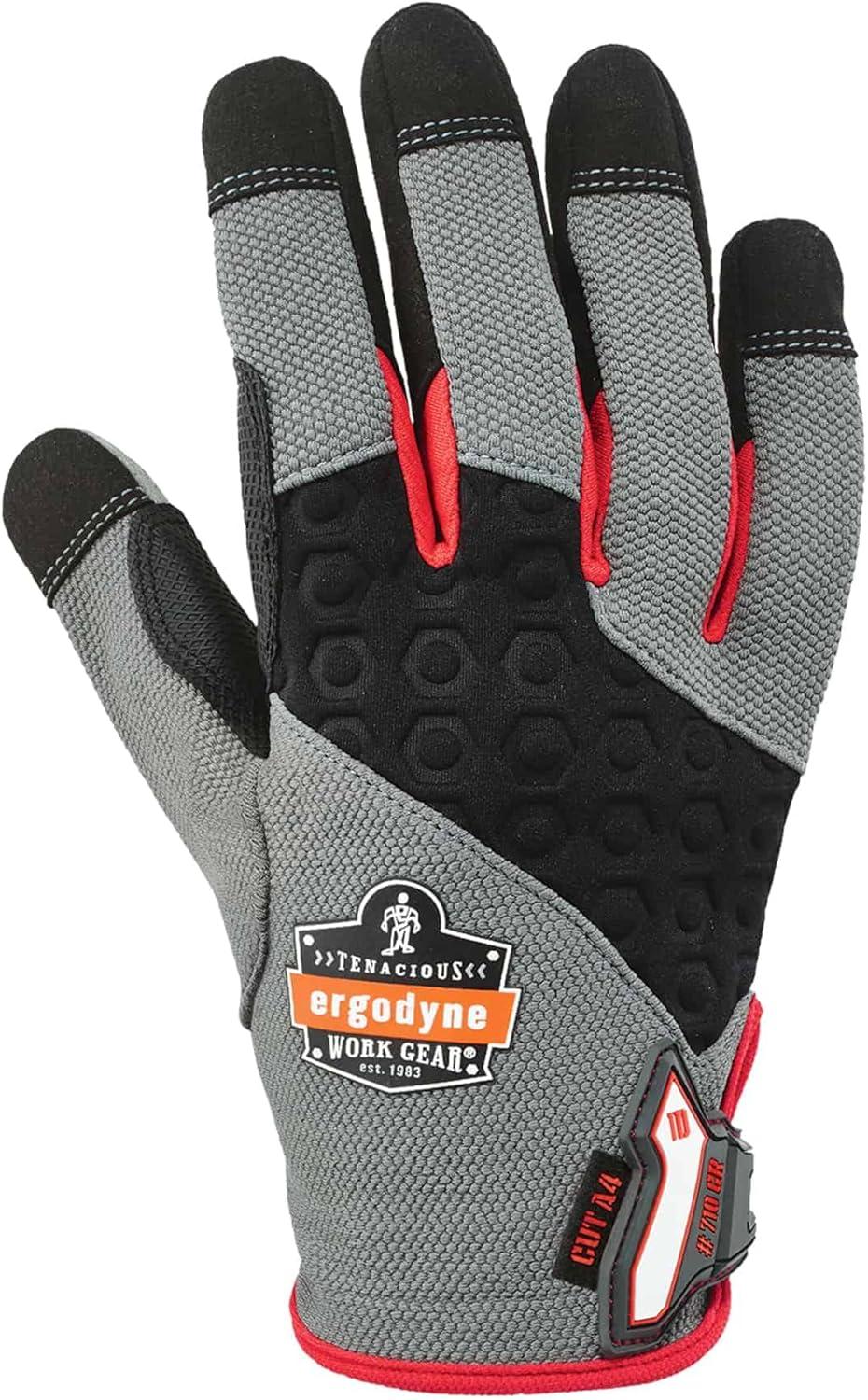 imageErgodyne ProFlex 710CR Cut Resistant Work Gloves Level 4 CR Protection on Palm GreyBlack SmallSmall