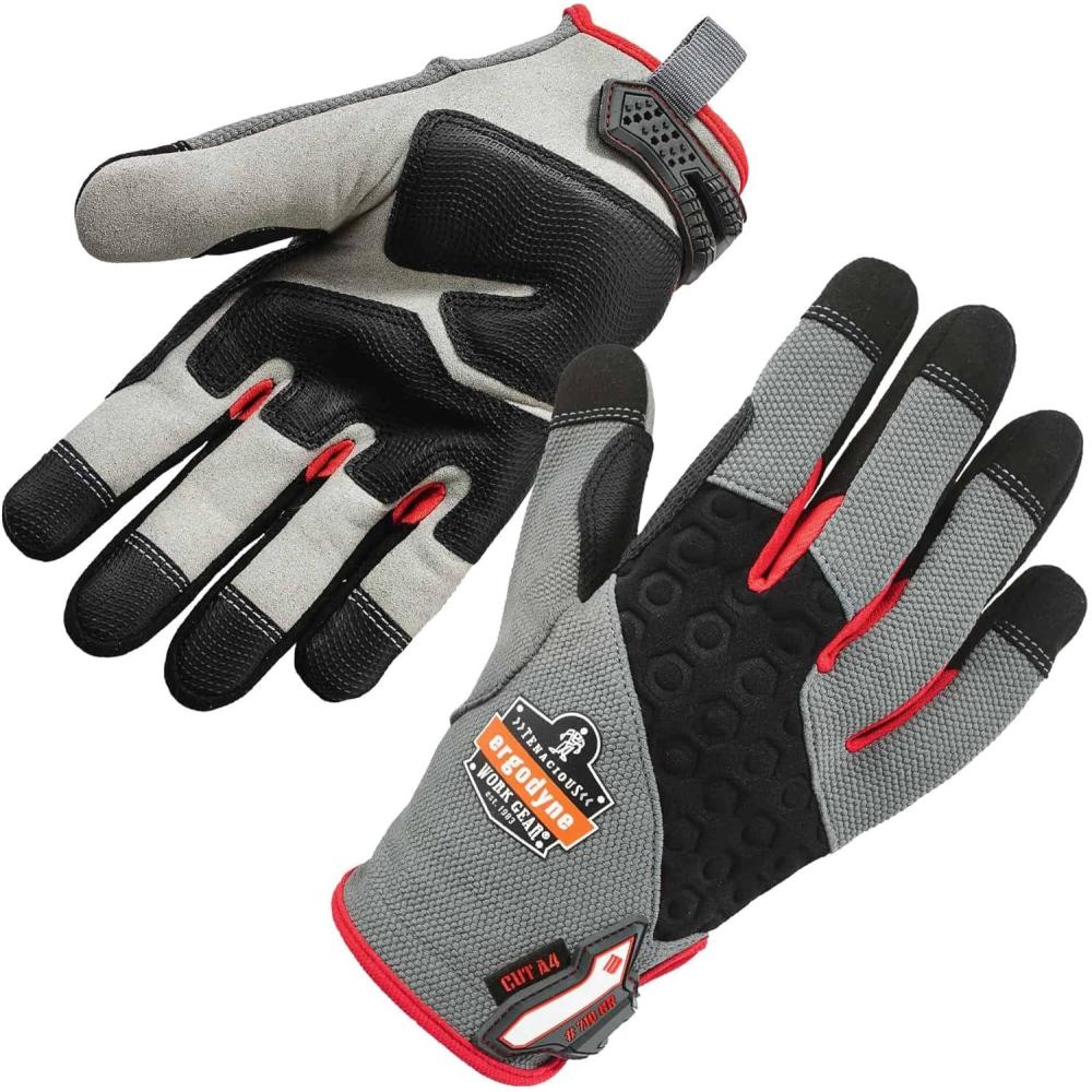 imageErgodyne ProFlex 710CR Cut Resistant Work Gloves Level 4 CR Protection on Palm GreyBlack SmallSmall